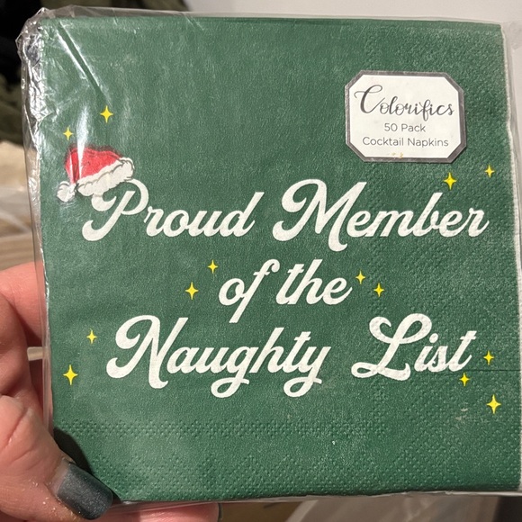 Other - Proud Member of the Naughty List Green Cocktail Napkins